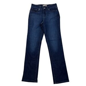 Levis Jeans Womens 28 Blue Classic Straight Mid Rise Dark Wash Stretch
